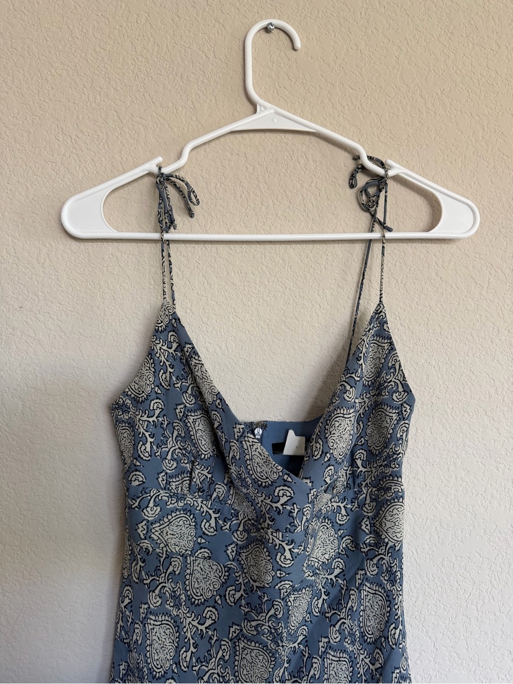 100% Silk J. Crew Blue and Cream Paisley Silk Slip Dress - Picture 2 of 4